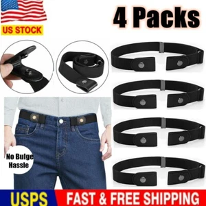 4PC Buckle-free Elastic Invisible Waist Belt for Jeans No Bulge Hassle Men Women - Picture 1 of 12