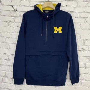 Michigan Wolverines Colosseum Navy Half-Zip Hoodie Size L Embroidered Logo - Picture 1 of 15