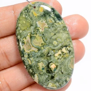 Natural Rhyolite Oval Shape Cabochon Drilled Gemstone 57 Ct. 46X27X5 mm A-31158 - Picture 1 of 2