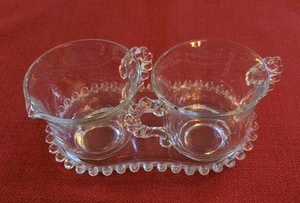 Vintage Imperial Glass Ohio Candlewick Creamer and Sugar Bowl with Tray Set - Picture 1 of 10