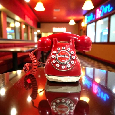 Teléfono de Escritorio Coca-Cola Coleccionables Cúpula de Nieve Tono Táctil De Colección Foto 1 de 3
