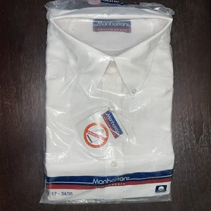 Vintage Manhattan Shirtmakers Herren Langarm Hemd 17-34/35 weiß Baumwolle - Bild 1 von 11