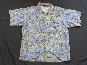 Vintage 90s Patagonia Shirt Yellow Blue Floral Hawaiian Organic Cotton Large - Picture 1 of 8