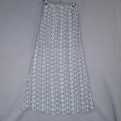 Falda para mujer Hollister gris medio geométrica maxi poliéster algodón aberturas laterales Foto 1 de 4