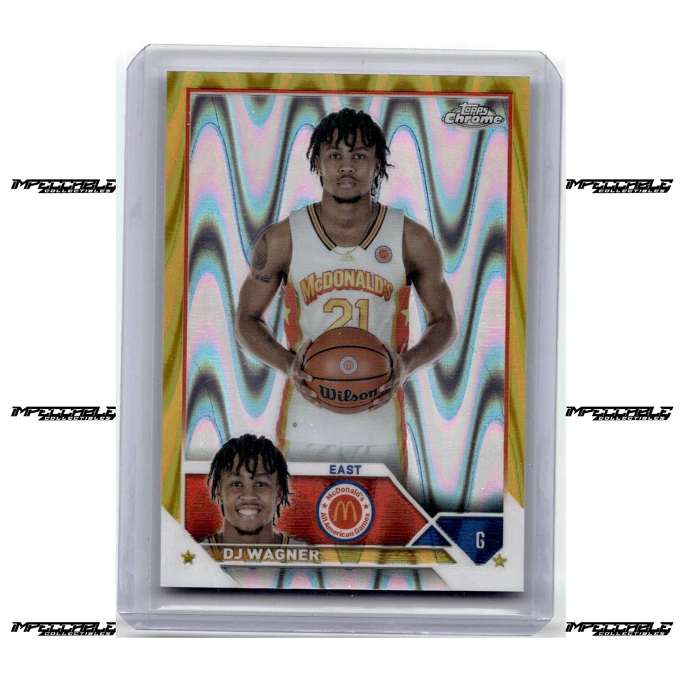 2023 Topps Chrome McDonald's A/A - Gold Raywave #59 DJ Wagner Rookie /50 - Image 1 of 2