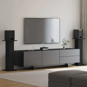 vidaXL Soporte Para Altavoces 2 Pcs Negro Efecto Roble 30 X 30 X 80 Cm - Imagen 1 de 6