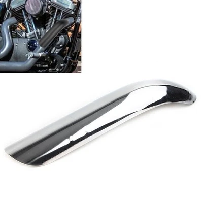 Curved Silver Exhaust Muffler Pipe Heat Shield Cover Steel Heel Guard For Harley - Image 1 of 4