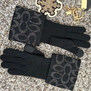 Coach Wollhandschuhe Damen schwarz und silber Winter Essential Luxe - Bild 1 von 5