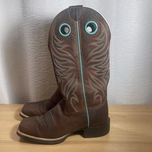 Stivali western Ariat rotondi Ryder donna 7 B marroni sassy pull on 10017390 - Foto 1 di 9