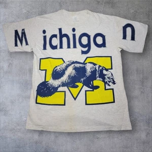 Vintage Michigan Wolverines Shirt Mens T Shirt 90s AOP College Ware NCAA USA - Picture 1 of 8