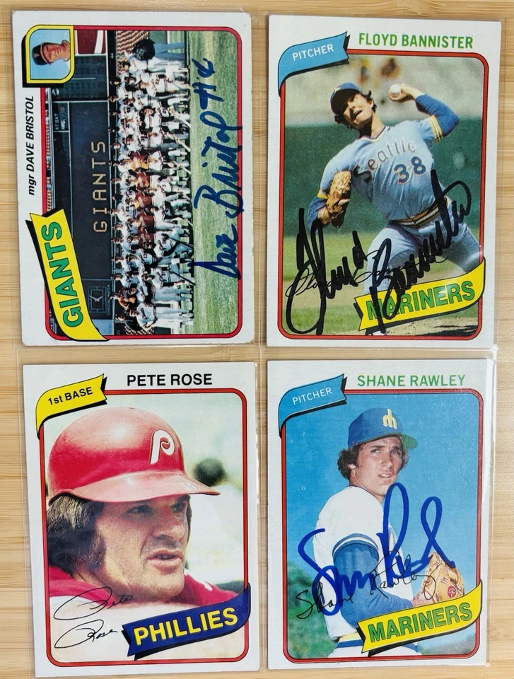 1980 Topps Baseball Card Lot- Pete Rose Plus 3 Autos! - Image 1 of 1