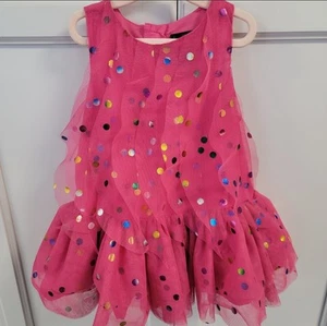 Cynthia Rowley Party Dress Pink Tulle Ruffles Rainbow Dots Girls 18 Mo NWT - Picture 1 of 9