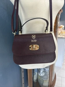 Neu Vera Pelle Italy Dunkellila Leder Kettenriemen Umhängetasche Handtasche - Bild 1 von 8