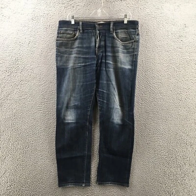 Pantalones de mezclilla Baldwin de pierna recta para hombre 33 (real 36X26) azul tiro medio calce ajustado botones Foto 1 de 4