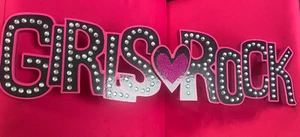 "Girls Rock" Wall Hanging 20x5" Pink/Black Letters With Rhinestones Brand New - Picture 1 of 3