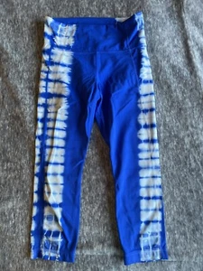 Athleta 7/8 Legging Crop High Rise Capri Batik blau/weiß S A6 - Bild 1 von 4
