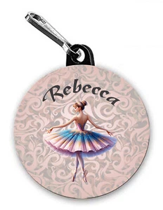 Ballett Reißverschluss Ziehen zwei Charms mit einer anmutigen Ballerina personalisiert mit Namen - Bild 1 von 4