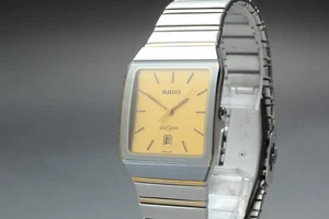 【Exc+5】 Vintage RADO DiaStar 129.0266.3 Gold Dial Date Qz Mens Watch From Japan - Picture 1 of 10