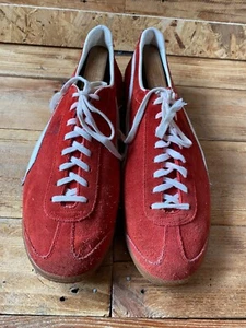 Vintage 70's-80's Puma flipper red suede low-top sneakers sz 12 - Picture 1 of 19