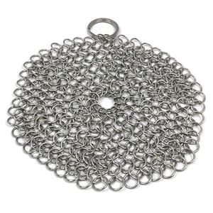 Stainless Steel Cast Iron Cleaner Chainmail Scrubber for Skillets Griddles Pa... - Picture 1 of 6