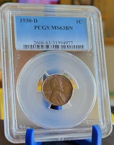 1930 D Lincoln Wheat Cent PCGS MS 63 BN - Picture 1 of 2