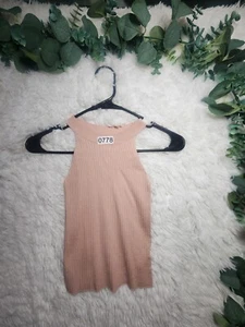 [778] Zara Girl's Size 8 Pink Racerback High Neck Ribbed Tank Top  - Picture 1 of 7