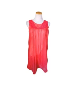 VTG Red Size S Red Double Chiffon Sheer Lace Short Nightgown - Picture 1 of 5
