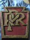 VINTAGE Pennsylvania Railroad Handpainted & Hand Carved Wooden Sign 15" by 14"