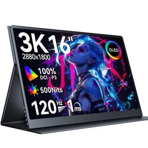 UPERFECT OLED Portable Monitor 16" 3K Ultra-Slim Travel Monitor For Game Console - Picture 1 of 10