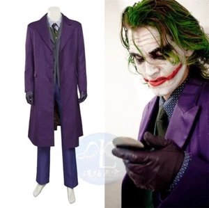 Batman The Dark Knight Joker Cosplay Halloween Costume Suit Man Overcoat Outfits - Picture 1 of 25