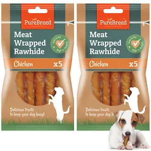 10pk Dog Chews Treats Rawhide Twists Sticks Wrapped in Chicken Meat Healthy Food - Picture 1 of 7