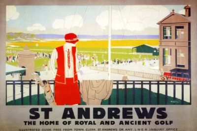 ST. ANDREWS HOME OF ROYAL AND ANCIENT GOLF SPORT ENGLAND VINTAGE POSTER REPRO - Image 1 of 3