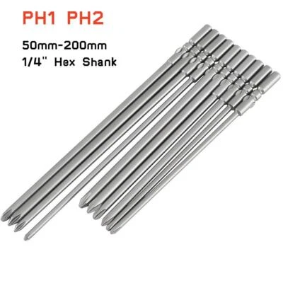 50mm-200mm Long Reach  1/4'' Hex Shank Magnetic Power Drill Screwdriver Bit Set - Image 1 of 4