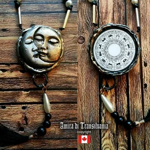 Celestial Pendant Good Luck Amulet Horoscope Zodiac Moon Sun Star Lucky Talisman - Picture 1 of 24