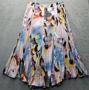 Anthropologie Maxi Skirt Womens 16 Multi Watercolor Art Lined A-Line Side Zipper - Picture 1 of 9