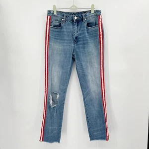 Blank NYC Rivington Striped Distressed Boyfriend Jeans Gr. 28 Light Wash Denim - Bild 1 von 11