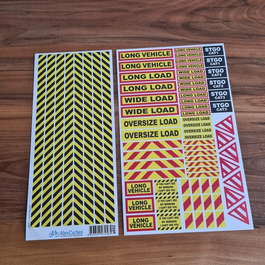 Tamiya 1:14 Black Scale Truck Safety Warning Sign Decals Kit Scania Volvo Wedico - Image 1 of 1