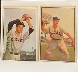 1953 Bowman Color Baseball cards #18 Nellie Fox G/VG & #73 Billy Pierce EX/M Lot - Picture 1 of 6