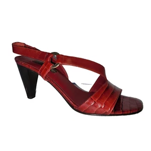 BRIGHTON 8,5 M Rhodos Riemchen Slingback Heels rot geprägtes Krokoleder ITALIEN - Bild 1 von 24