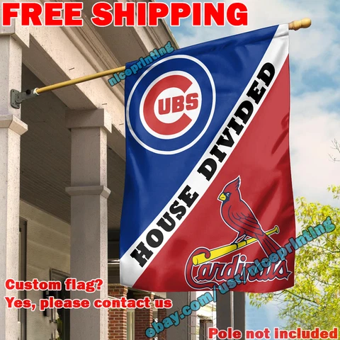 Chicago Cubs vs St. Louis Cardinals House Divided Flag Banner 28x40" MLB NEW Cover
