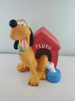 DISNEY PLUTO and Dog House Vinyl Bank Coin NO STOPPER Vintage - Image 1 of 4