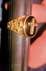 Anillo Cruz Oro Amarillo 14k De Colección Filigrana Talla 9.5 7.98g Precio Spot $495 No es Chatarra - Imagen 1 de 17