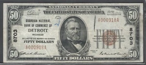 US National Currency $50 - Series of 1929, Guardian National Bank Detroit SCARCE - Picture 1 of 3