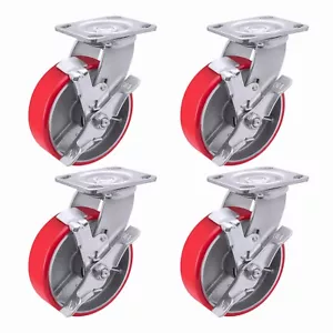 6"X 2" Heavy Duty Casters - Polyurethane Caster with Capacity up to 1250-5000 LB - Picture 1 of 47