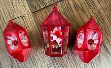 Vintage Jewel Brite Diorama Christmas Ornaments Lantern Set Of 3