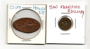 Cliff House San Francisco Pressed/ELONGATED Penny Souvenir & RAILWAY TOKEN - Picture 1 of 6