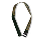 Vintage y2k cream and green stripe military elastic buckle belt | L 41 |SKU 3635