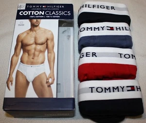 4 Tommy Hilfiger Slips Baumwolle Paket Herren Rot Navy M L XL Unterwäsche Classic Fit - Bild 1 von 9