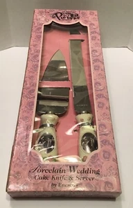 Pretty As A Picture Porcelain Wedding Cake Knife & Server by Enesco New - Picture 1 of 12