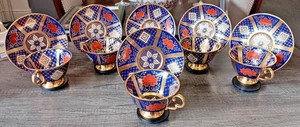 Caverswall "Romany" Imari Pattern Fine Bone China - Cup & Saucer Set of 6 (Used) - Picture 1 of 20